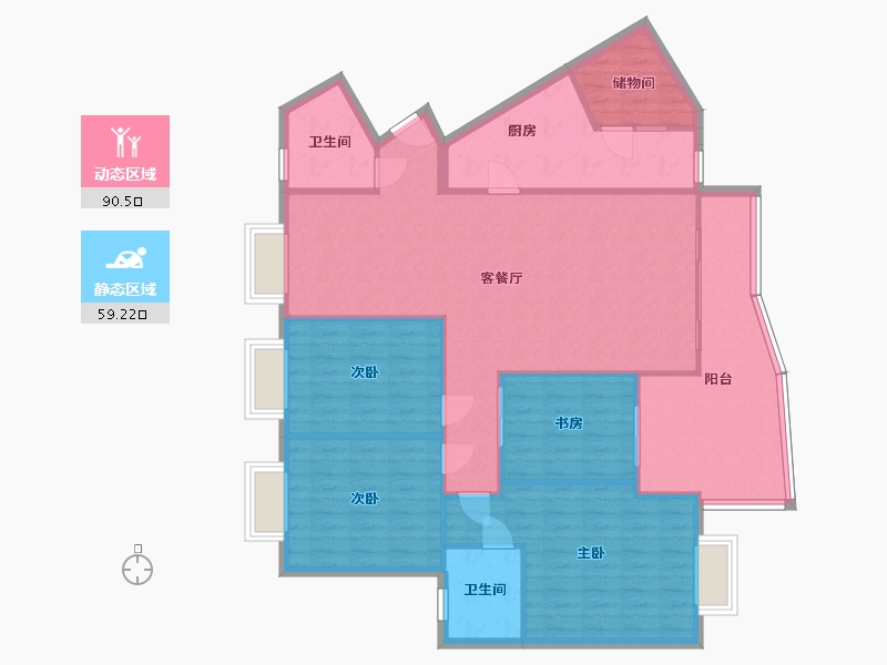 重庆-重庆市-归谷城市美墅-136.75-户型库-动静分区