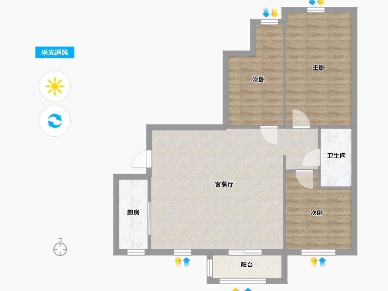 河北省-廊坊市-龙河盛都-97.75-户型库-采光通风