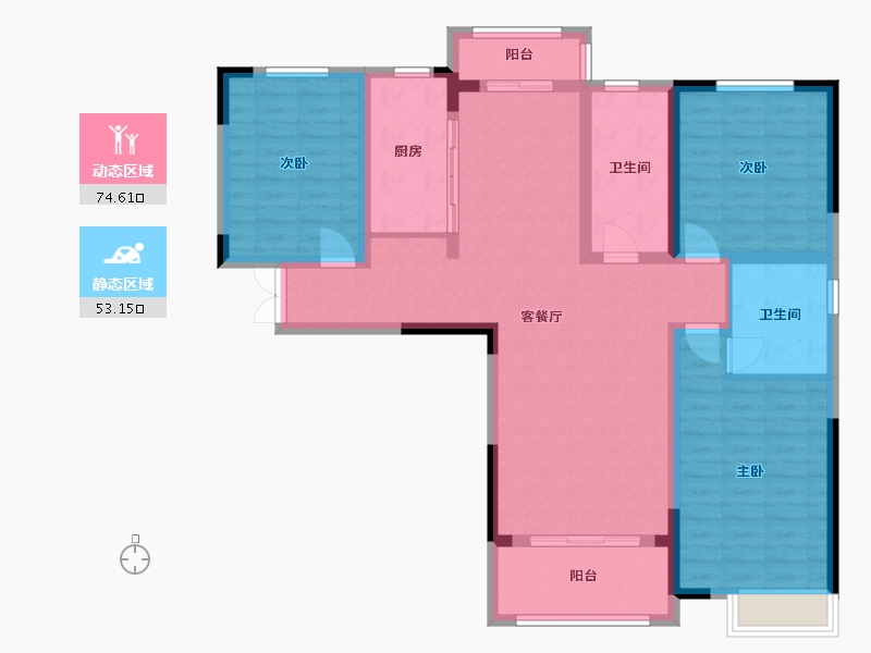 河南省-郑州市-郑东龙湖一号-107.00-户型库-动静分区