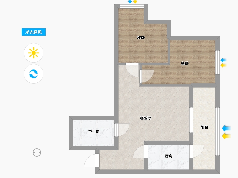 重庆-重庆市-学府悦园-B组团-52.50-户型库-采光通风