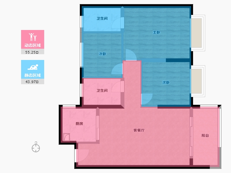 浙江省-宁波市-鸣岑嘉苑-89.60-户型库-动静分区