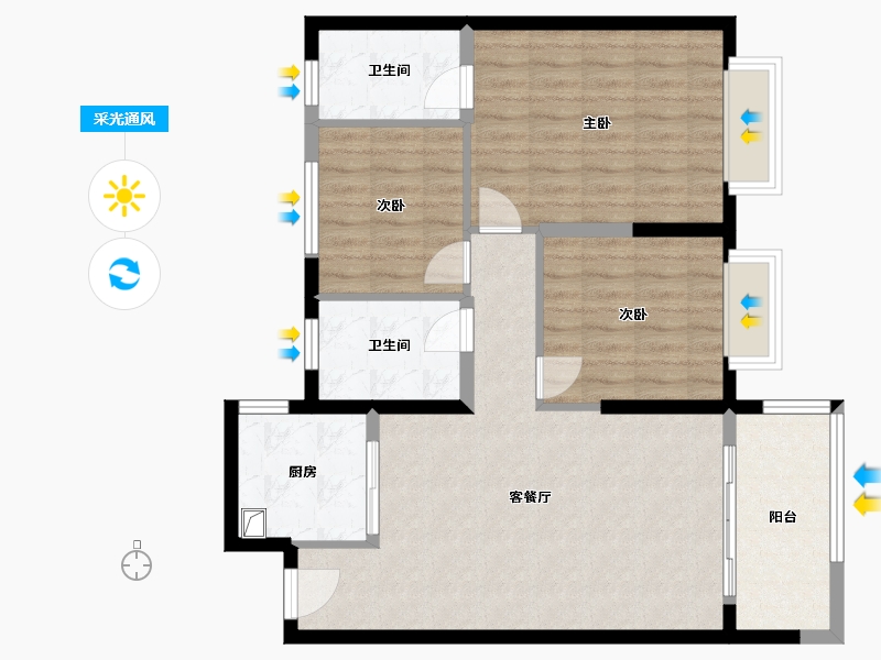 浙江省-宁波市-鸣岑嘉苑-89.60-户型库-采光通风