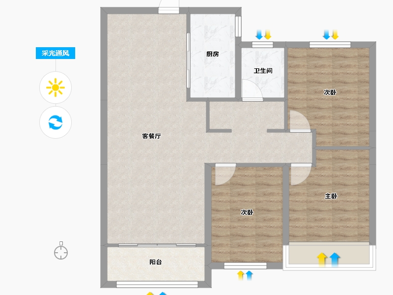 山西省-阳泉市-西府海棠-92.40-户型库-采光通风