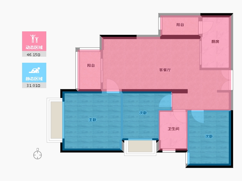 陕西省-咸阳市-西安恒大文化旅游城A-09地块-73.00-户型库-动静分区