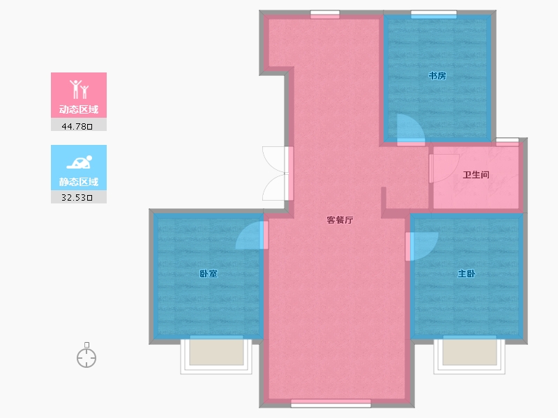 吉林省-延边朝鲜族自治州-紫御东方-88.00-户型库-动静分区