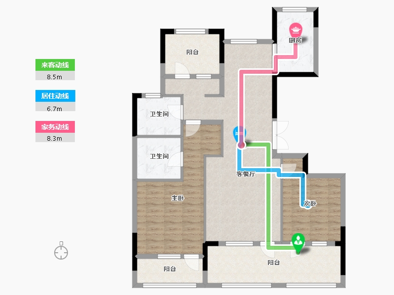 浙江省-杭州市-朝晖8区-132.00-户型库-动静线