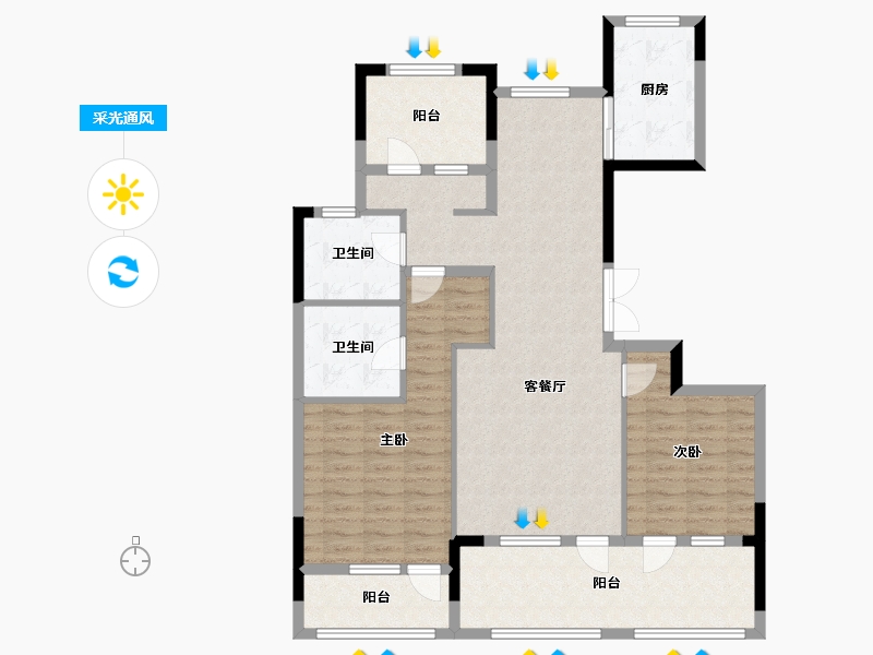 浙江省-杭州市-朝晖8区-132.00-户型库-采光通风