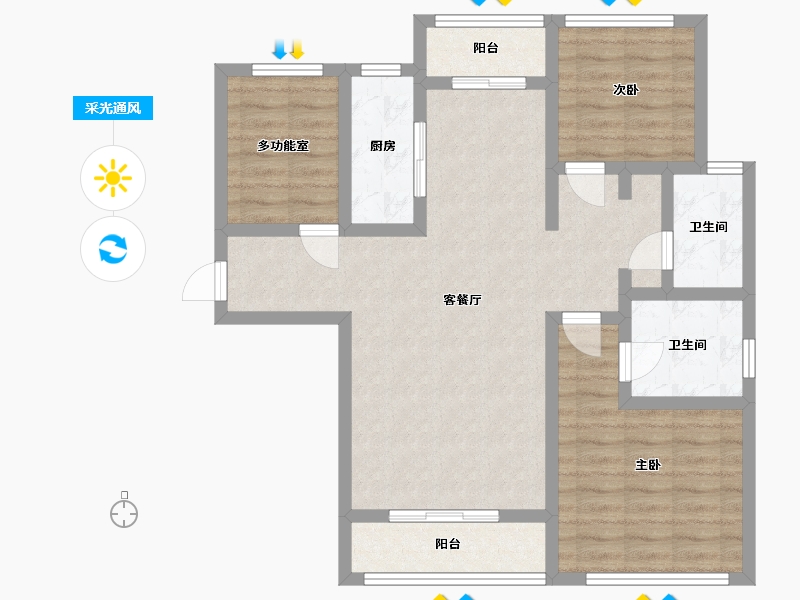 湖北省-武汉市-美加湖滨新城-94.40-户型库-采光通风