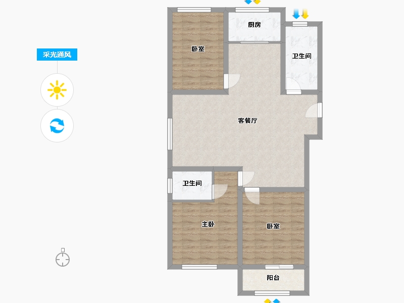 山东省-济宁市-水岸雅居-104.00-户型库-采光通风