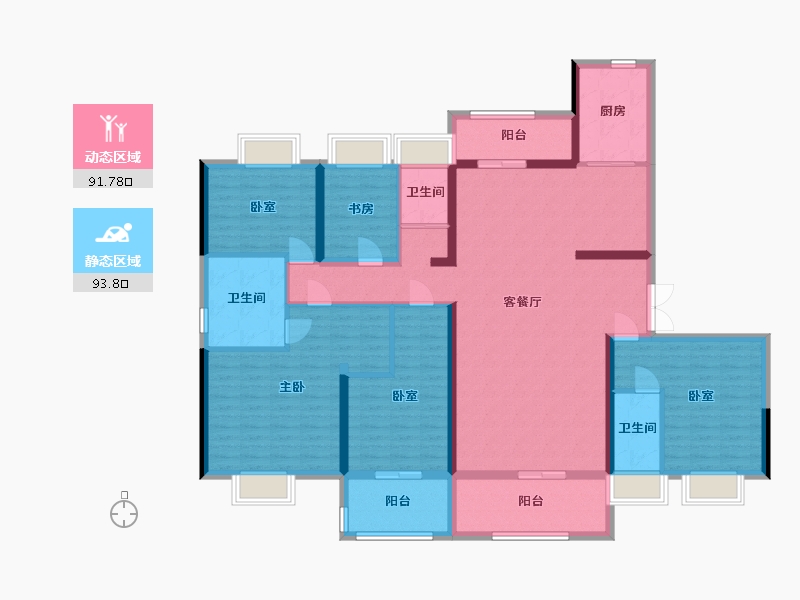 湖北省-恩施土家族苗族自治州-碧桂园花语岸-181.60-户型库-动静分区