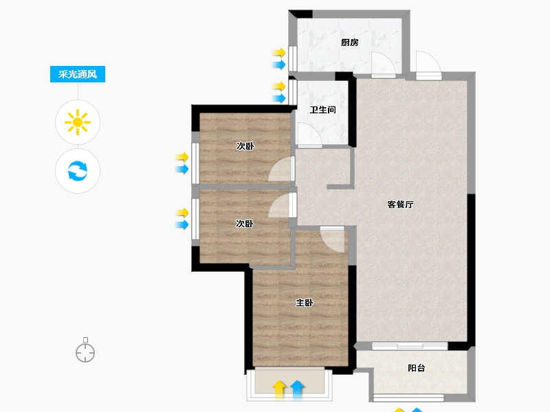 河南省-郑州市-万科星图-71.20-户型库-采光通风