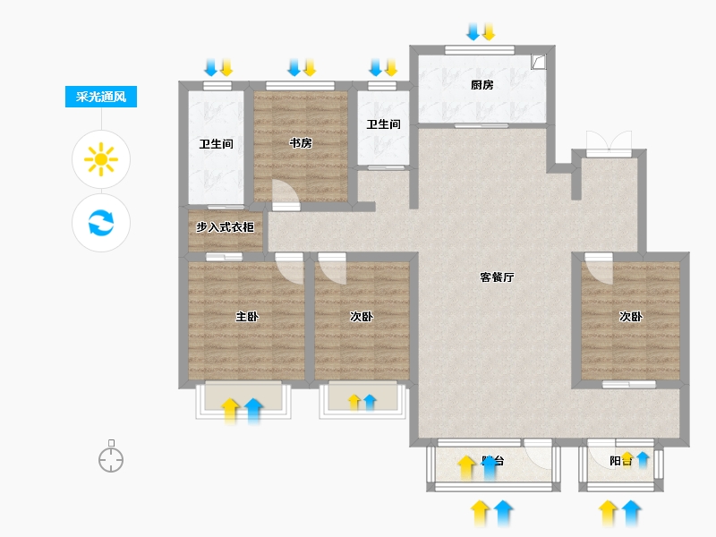 山东省-菏泽市-万城瑞府-115.20-户型库-采光通风