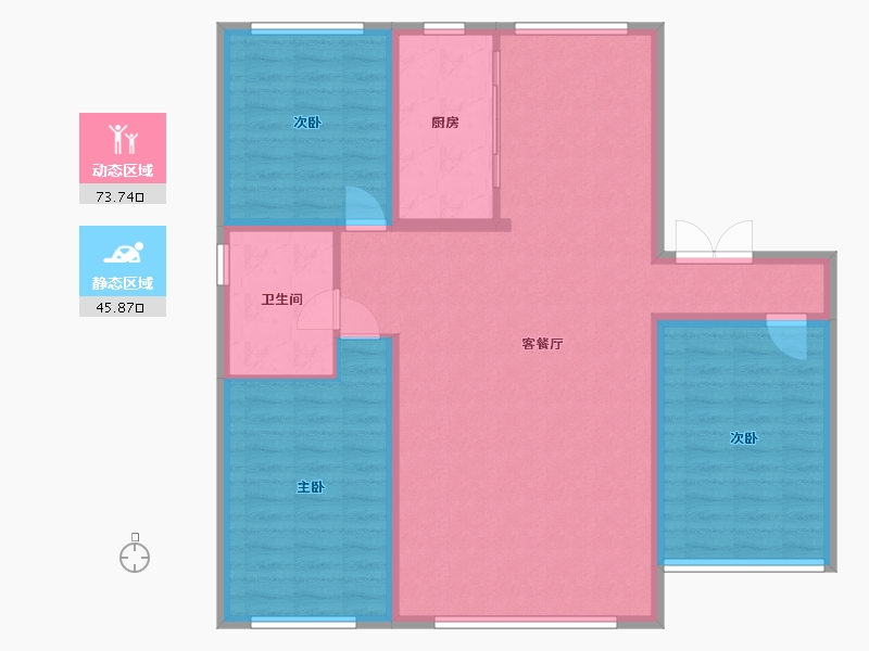 新疆维吾尔自治区-阿克苏地区-迎宾湖畔-105.00-户型库-动静分区