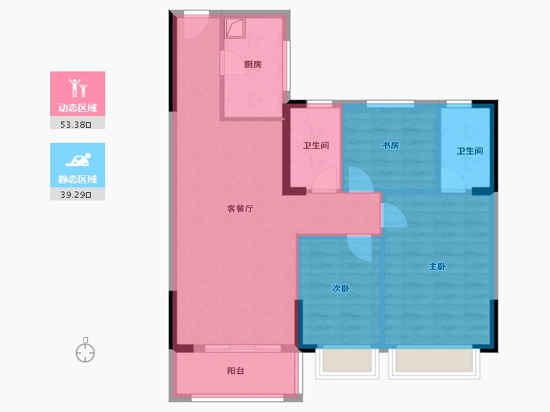 湖北省-武汉市-云水居雅园-95.20-户型库-动静分区