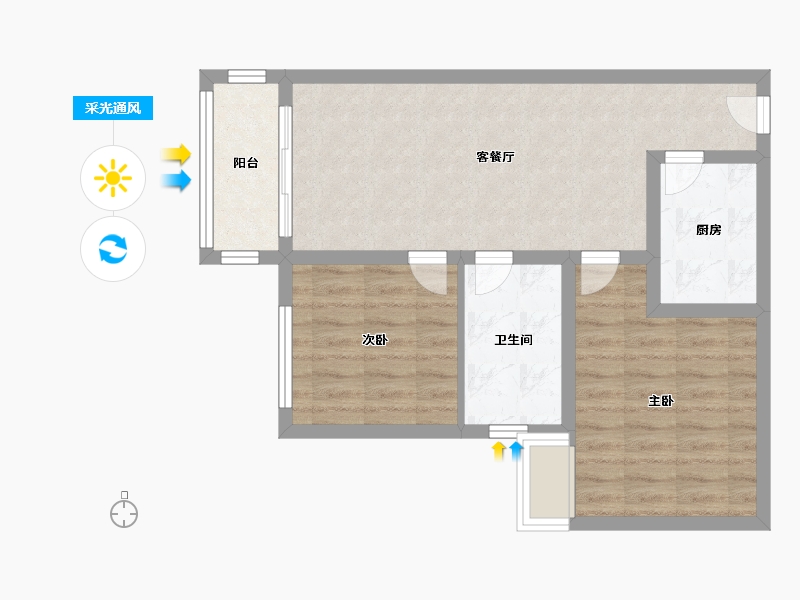 陕西省-西安市-鼎诚悦玺-61.58-户型库-采光通风