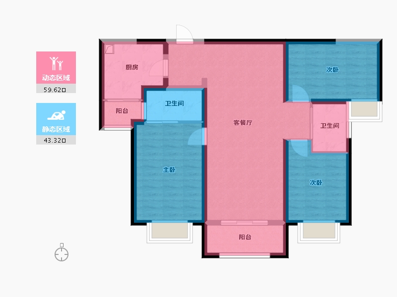 甘肃省-兰州市-华润誉澜山-106.40-户型库-动静分区