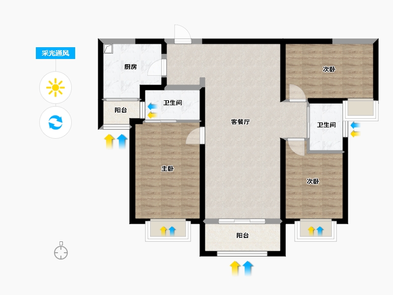 甘肃省-兰州市-华润誉澜山-106.40-户型库-采光通风