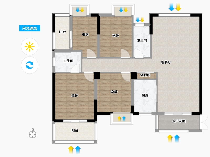 福建省-莆田市-荔浦玉湖雅居-108.72-户型库-采光通风