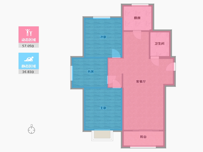 河北省-张家口市-益书苑-84.80-户型库-动静分区