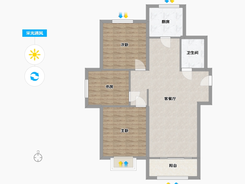 河北省-张家口市-益书苑-84.80-户型库-采光通风