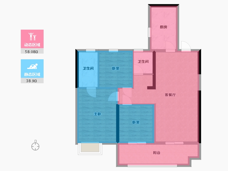 河南省-郑州市-华润置地润园-89.25-户型库-动静分区