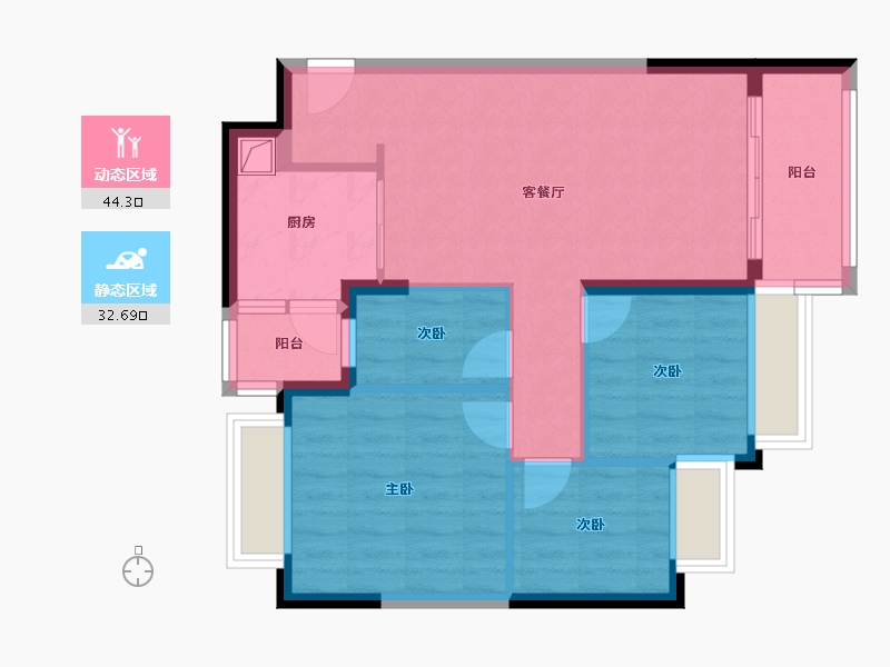 四川省-成都市-恒大滨河左岸-75.00-户型库-动静分区