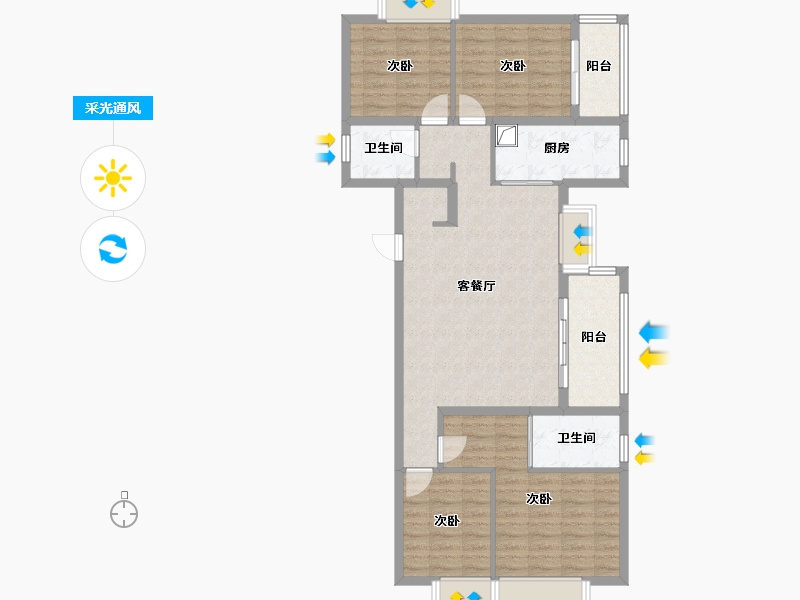 云南省-昆明市-筑友双河湾-105.05-户型库-采光通风