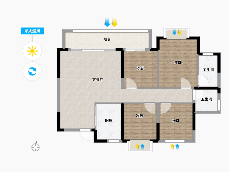 福建省-莆田市-联发融创龙德井壹号-109.00-户型库-采光通风