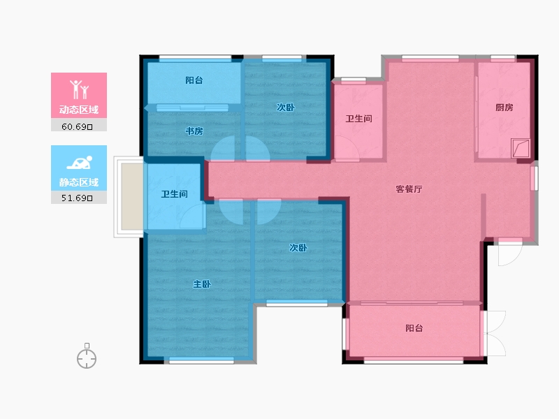 湖南省-常德市-城投蓉国新坊-127.00-户型库-动静分区