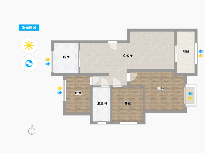 浙江省-绍兴市-香溪铭苑小区-76.00-户型库-采光通风