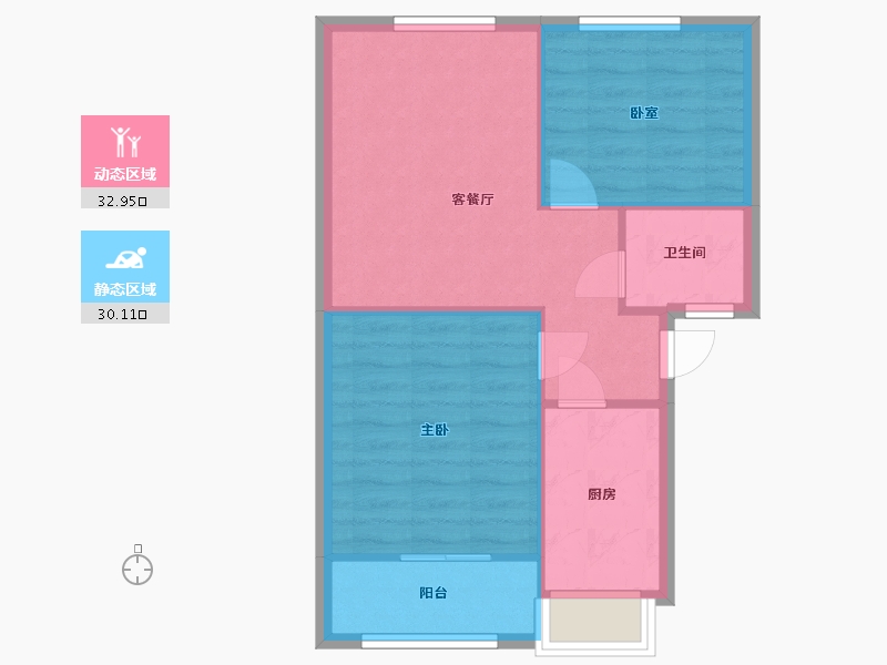 湖北省-武汉市-百步亭花园安居苑B区-64.40-户型库-动静分区