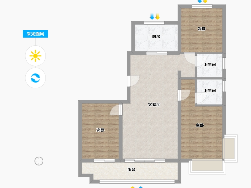 河北省-唐山市-花海未来城-100.80-户型库-采光通风