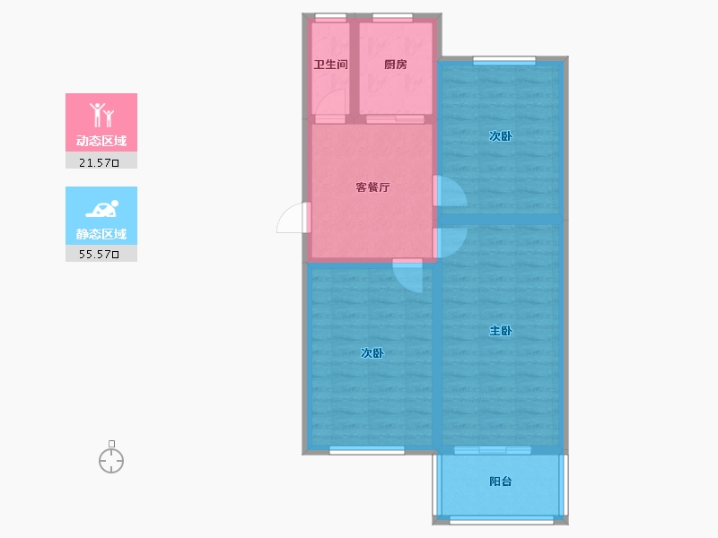 河北省-石家庄市-市梆子剧院宿舍-66.00-户型库-动静分区