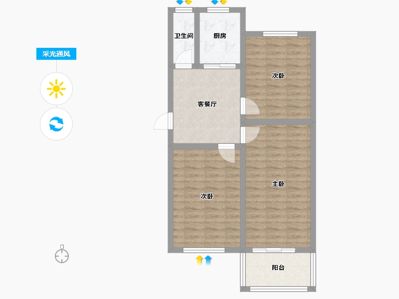 河北省-石家庄市-市梆子剧院宿舍-66.00-户型库-采光通风