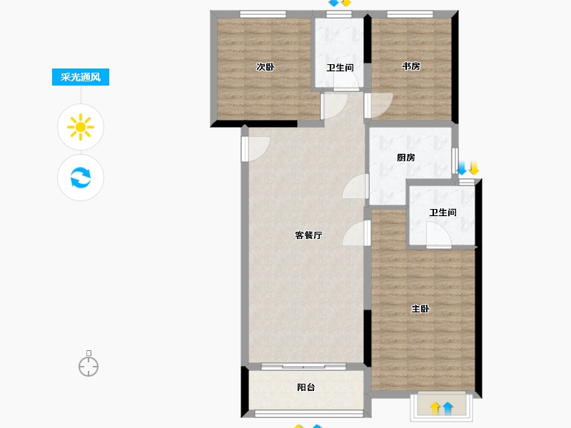 河南省-焦作市-郑北孔雀城-102.40-户型库-采光通风