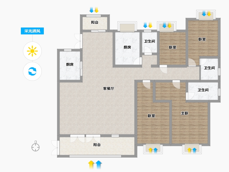 云南省-玉溪市-玉昆壹号-190.00-户型库-采光通风