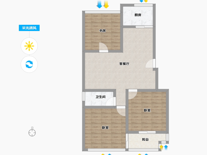 江苏省-徐州市-华宇·玲珑小苑-85.60-户型库-采光通风