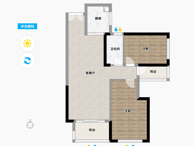 湖南省-邵阳市-乾道魏源壹号院-74.29-户型库-采光通风