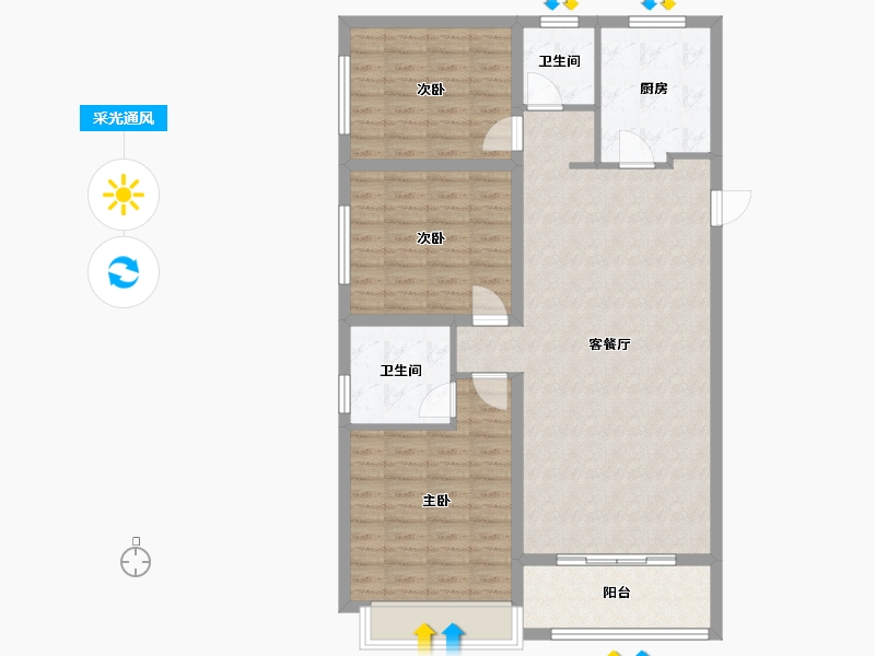 河北省-邢台市-公元壹号院-100.00-户型库-采光通风