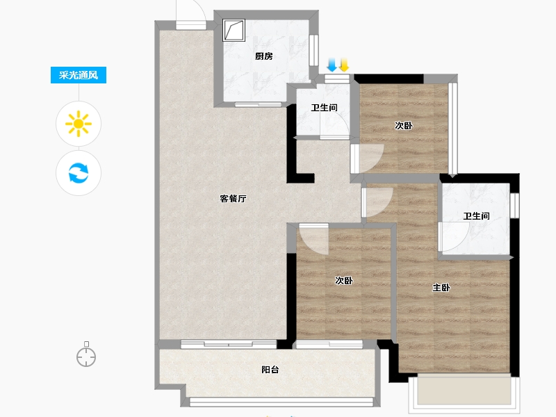 广东省-江门市-江门华发四季-72.26-户型库-采光通风