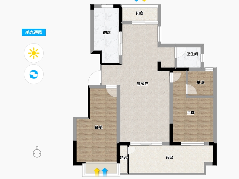 陕西省-汉中市-東都名居-88.40-户型库-采光通风