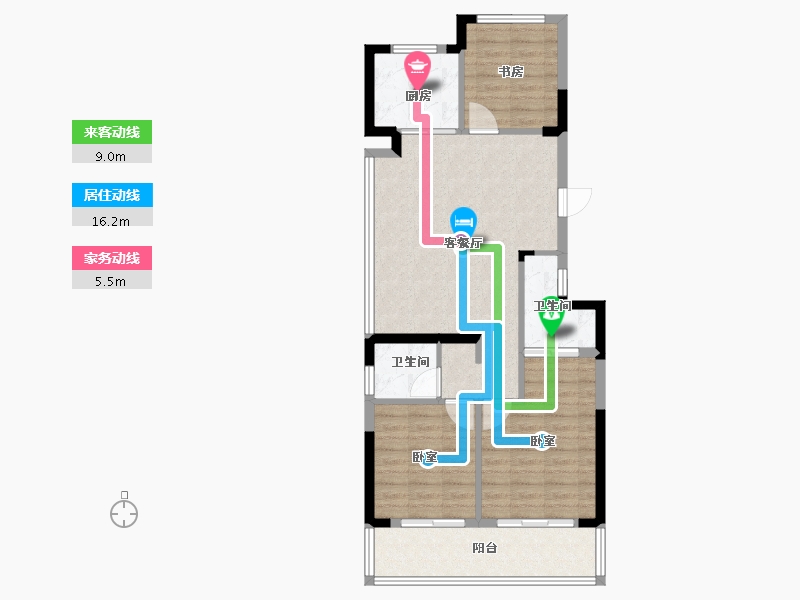 浙江省-杭州市-沁棠云筑-84.00-户型库-动静线