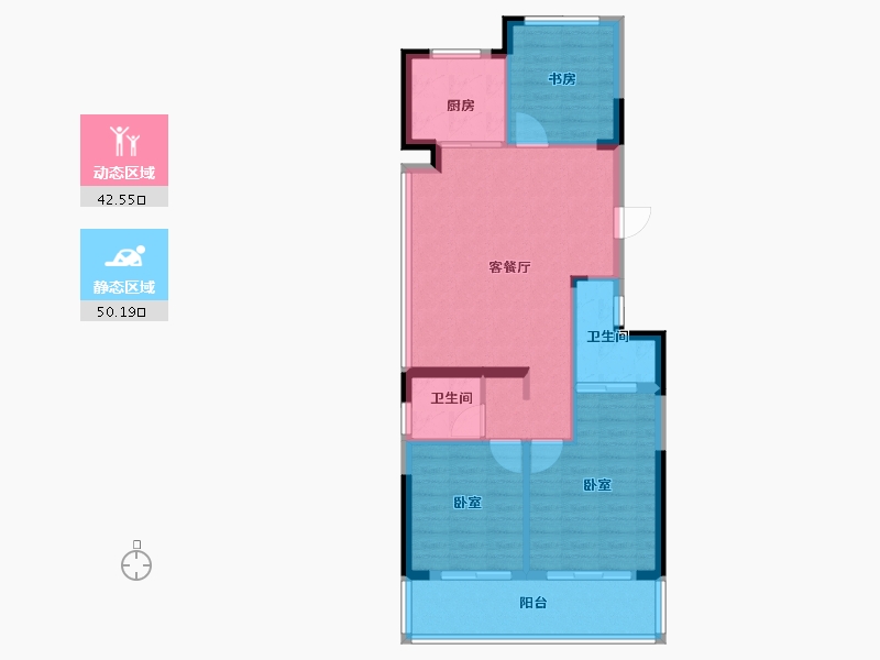 浙江省-杭州市-沁棠云筑-84.00-户型库-动静分区