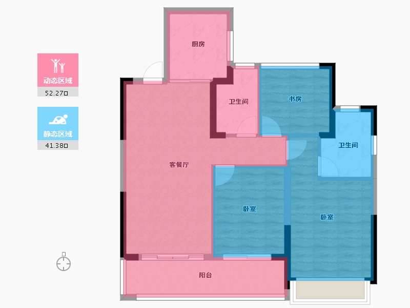 浙江省-杭州市-沁棠云筑-84.26-户型库-动静分区