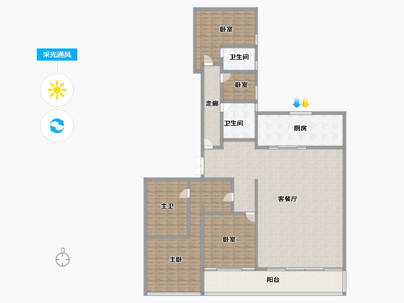 广东省-东莞市-华润置地中心·悦府-250.08-户型库-采光通风