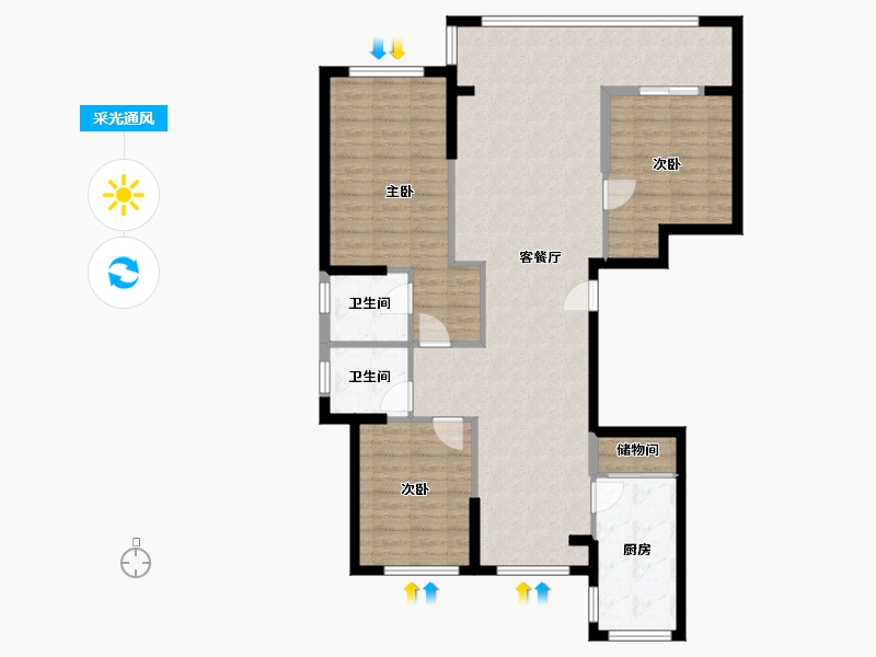 浙江省-温州市-建新佳苑-112.00-户型库-采光通风