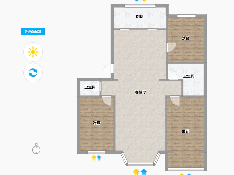 内蒙古自治区-呼和浩特市-户政小区-122.00-户型库-采光通风