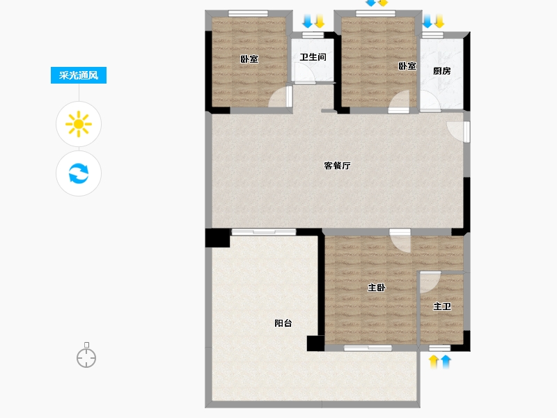 湖北省-黄石市-城投·育才府2期-120.40-户型库-采光通风