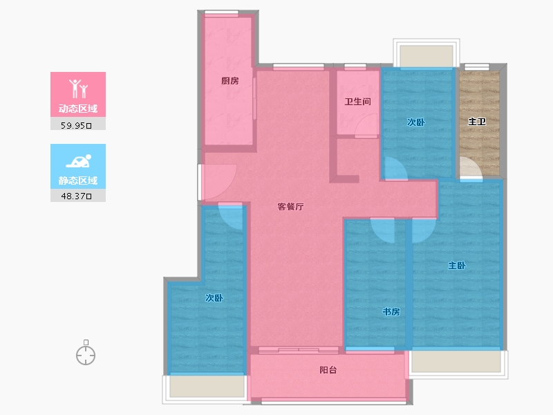 江西省-赣州市-龙湖华海·双珑原著-101.60-户型库-动静分区