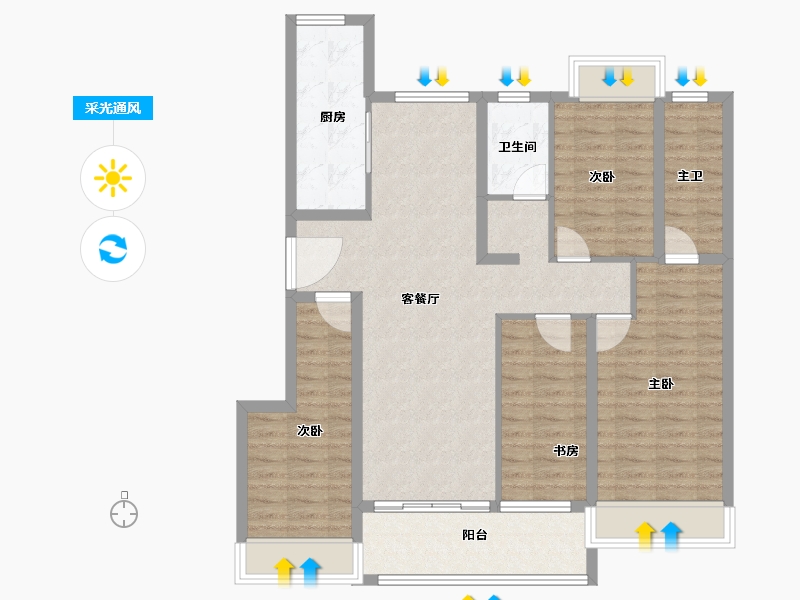 江西省-赣州市-龙湖华海·双珑原著-101.60-户型库-采光通风